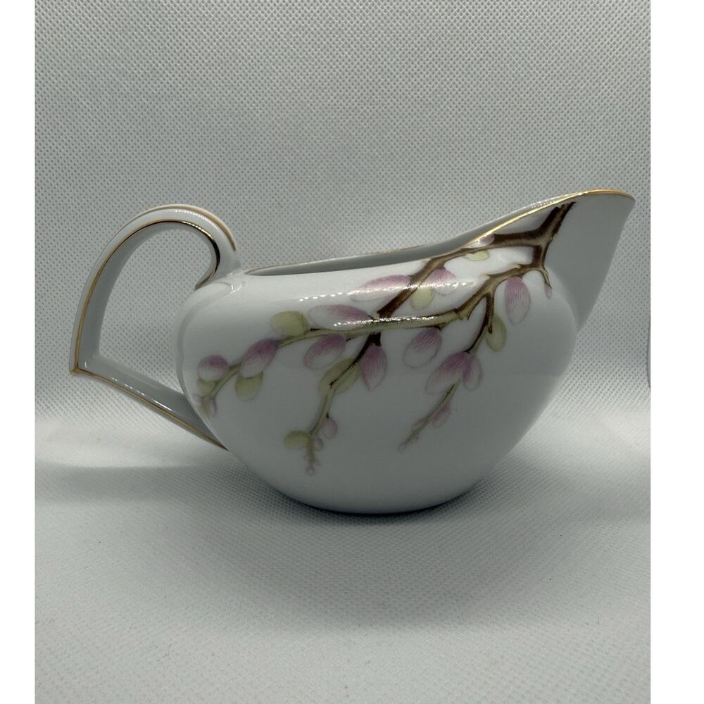 Kent Spring Willow Porcelain Gravy Boat Japan White Floral Gold Trim
